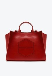 Bolsa Tote Vermelha Arezzo Grande Logo Perfurado