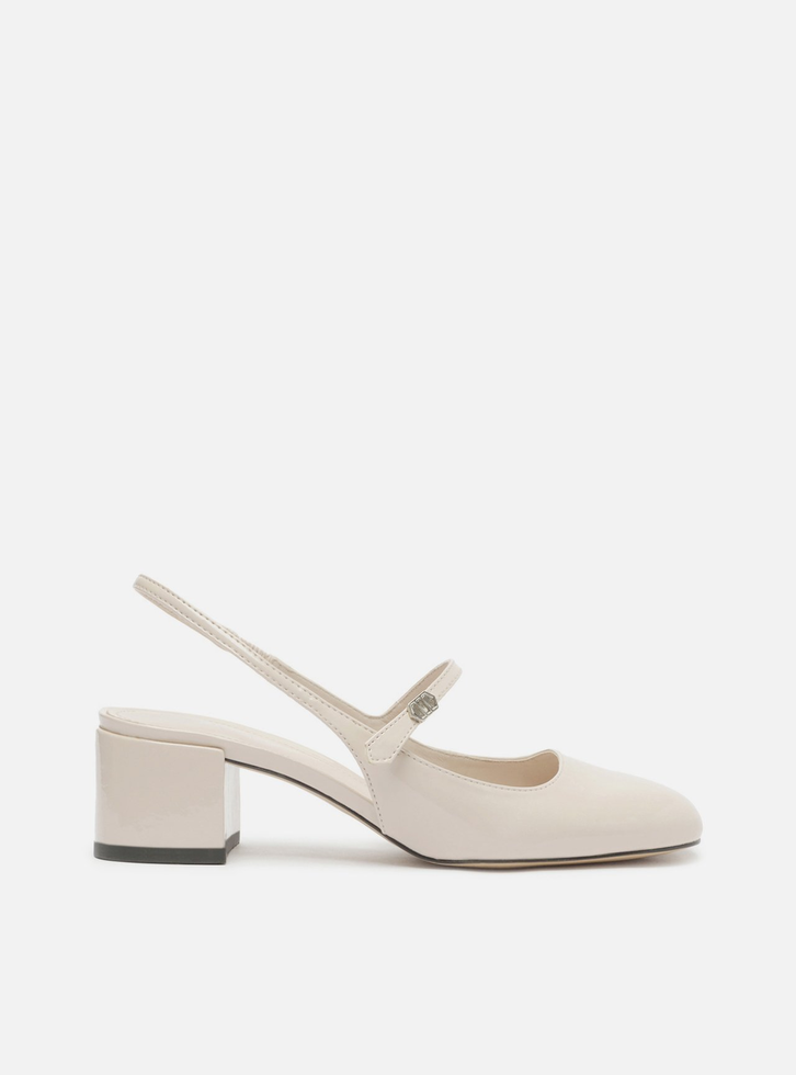 Sapato Branco Arezzo Boneca Verniz Slingback