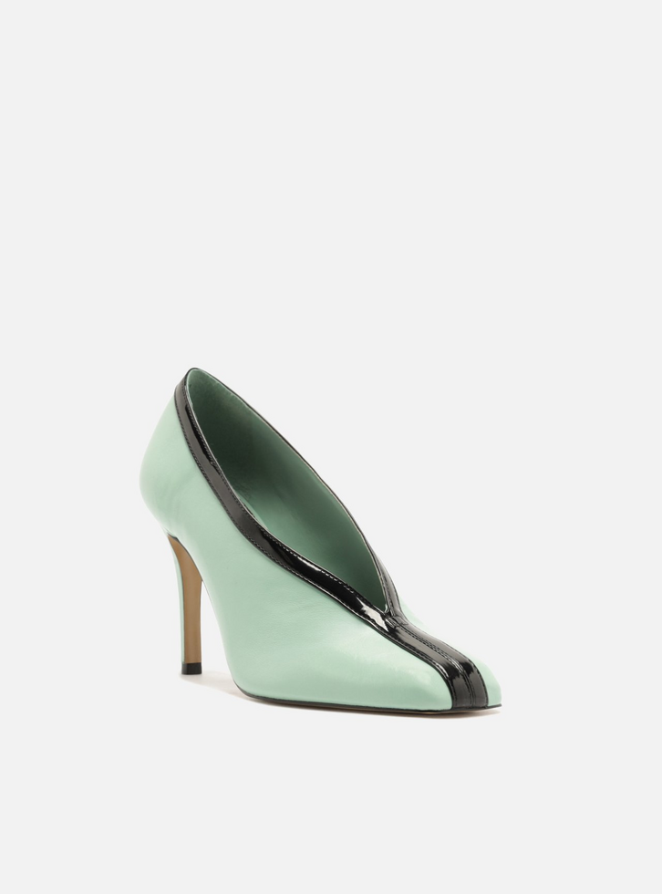 Scarpin Multicolorido Salto Fino Bico Quadrado
