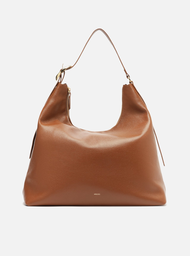 Bolsa Hobo Marrom Couro Grande Básica