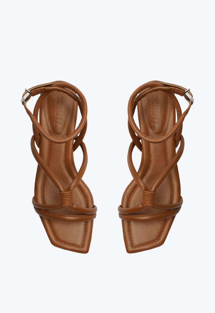 Sandália Marrom Schutz Salto Bloco Baixo | ZZ MALL