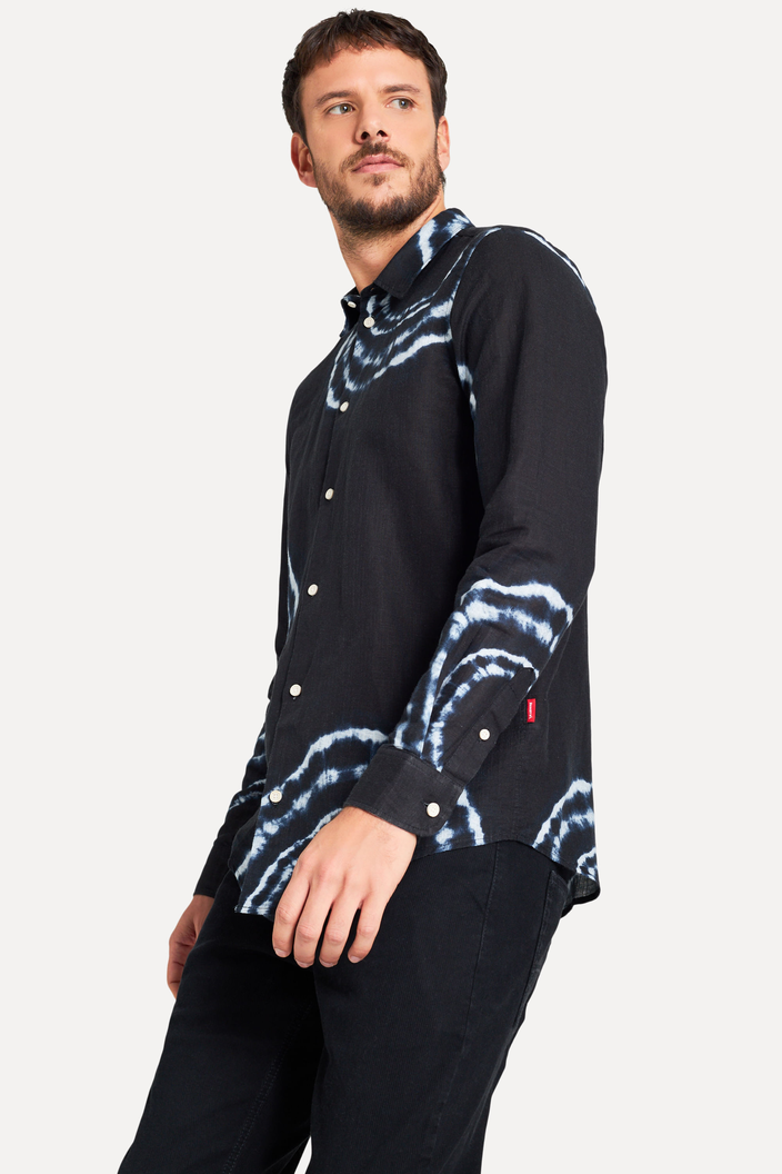 CAMISA PRETA RESERVA ML ESTAMPADA AGUA VIVA