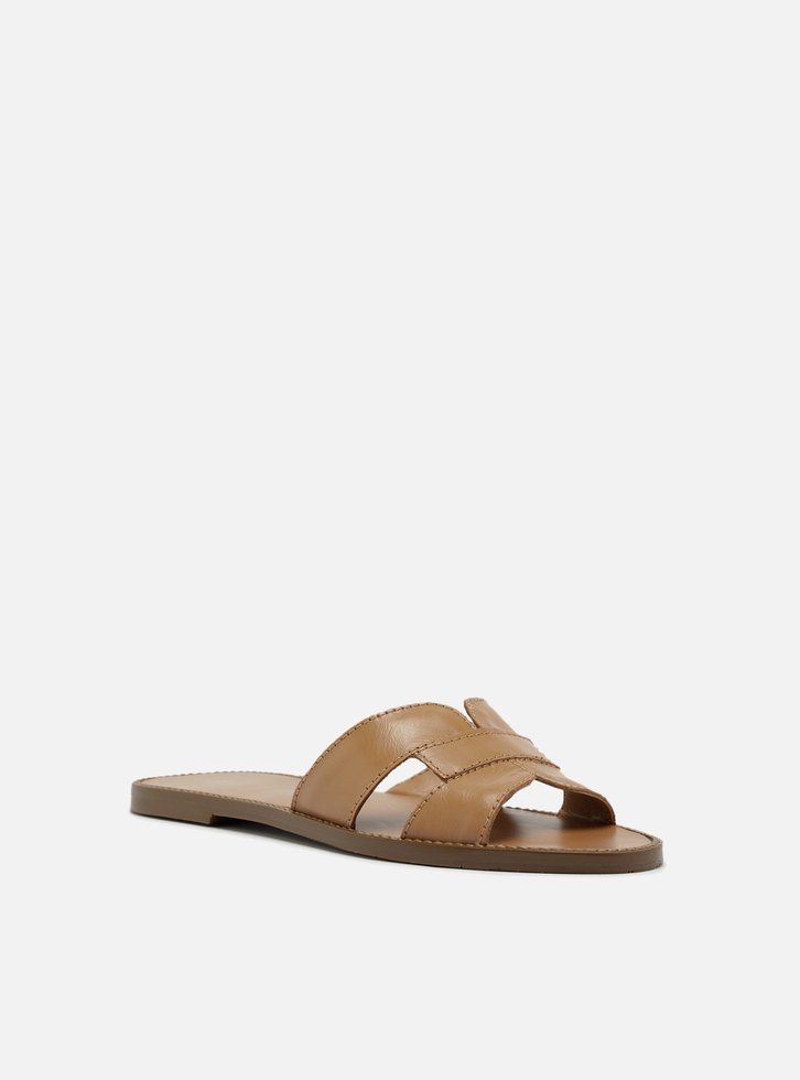 Chinelo Bronze Arezzo Couro H Melado