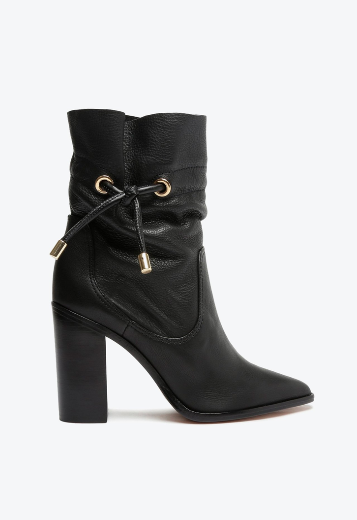 Bota Cano Médio Couro Preta