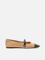 Sapatilha Bege Preta Arezzo Bonéca Cap Toe