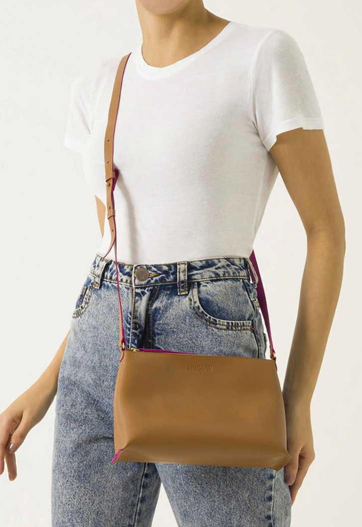 Crossbody Marrom Anacapri Couro Cora Pequena