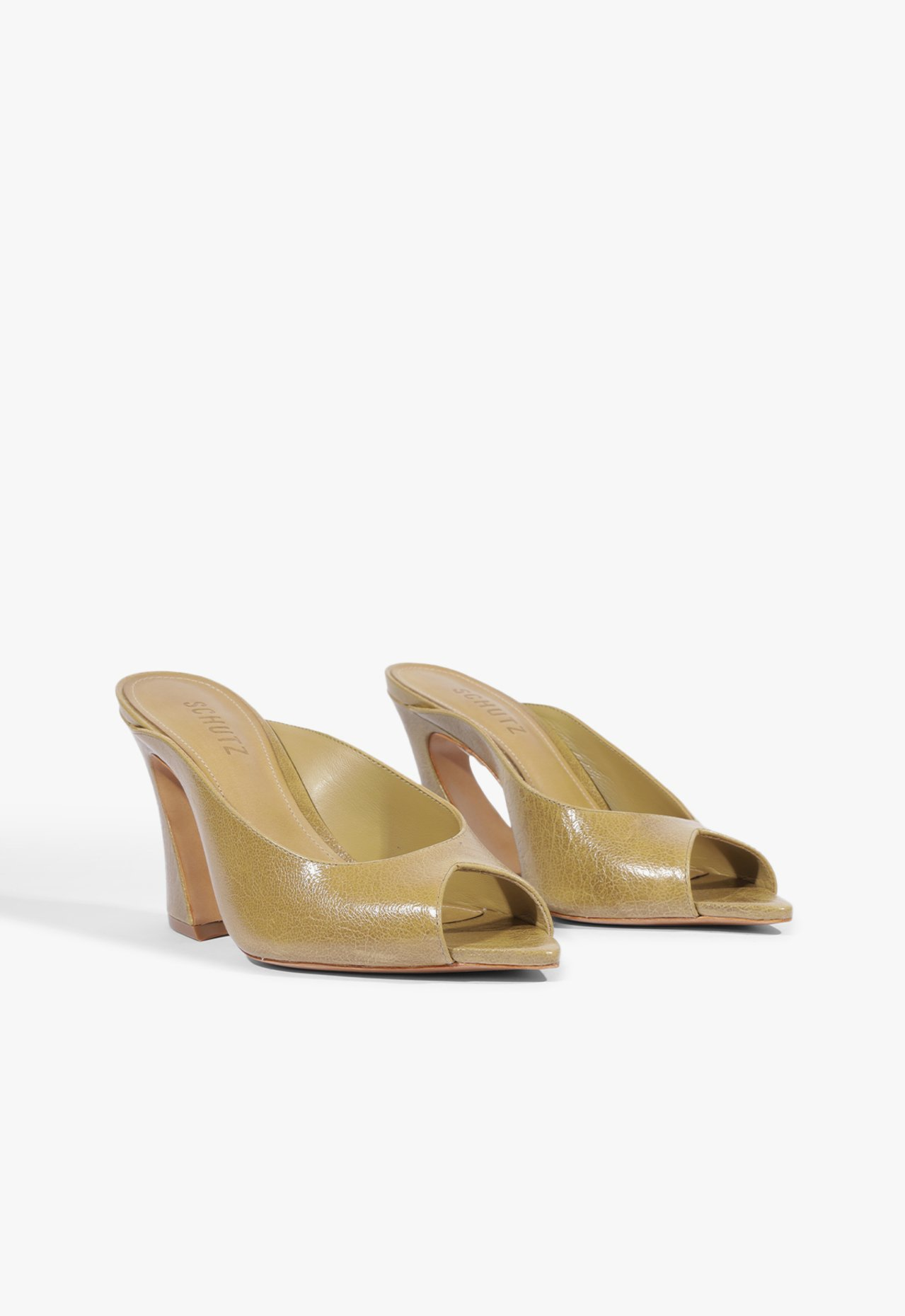 Mule Schutz Lexi Block Couro Verde | ZZ MALL