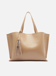 Bolsa Shopping Bege Croco Grande Barbicacho