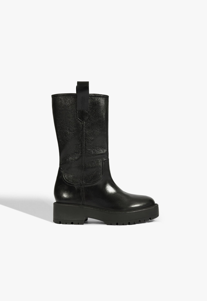 Bota Cano Alto Couro Preta