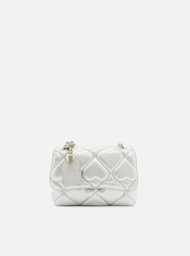 Bolsa Tiracolo Prata Arezzo Couro Heart Mizz Pequena
