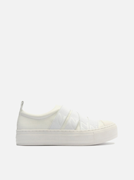 Slip On Flatform Branco Arezzo Couro Elásticos