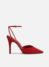Scarpin Vermelho Arezzo Nobuck Salto Alto Aberto