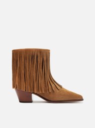 Bota Marrom Acamurçada Cano Curto Western Franjas