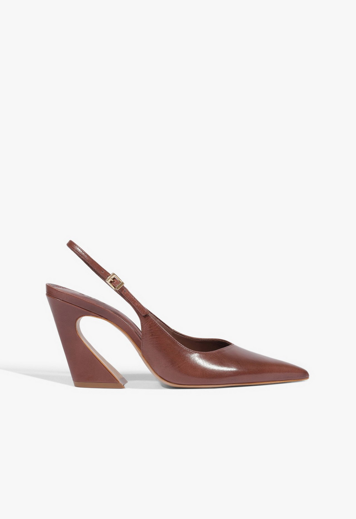Sapato Schutz Lexi Sling Block Couro Marrom