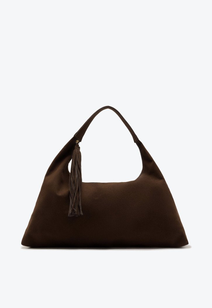 Bolsa Hobo Grande com Puxador de Tassel Marrom