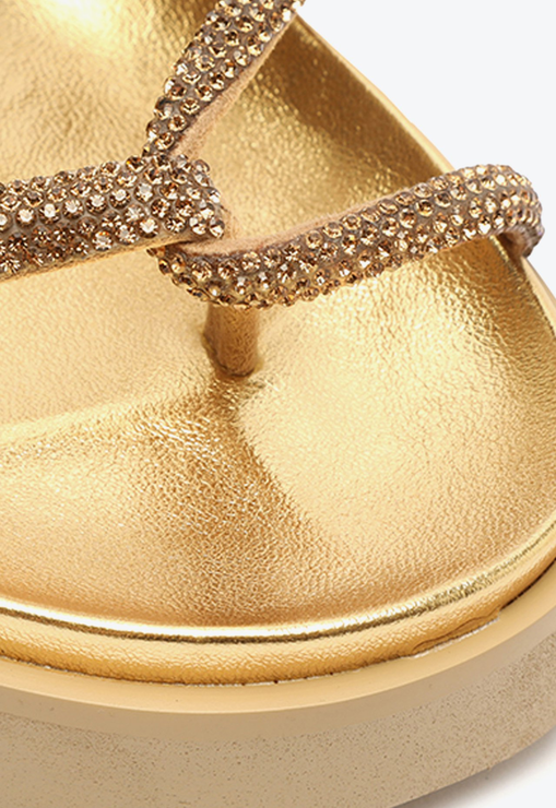 Sandália Papete Dourada Schutz Phoebe Sporty Tratorada Brilho