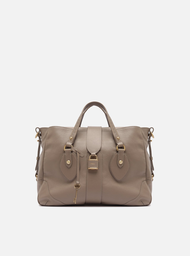 Bolsa Tote Cinza Couro Média Cadeado