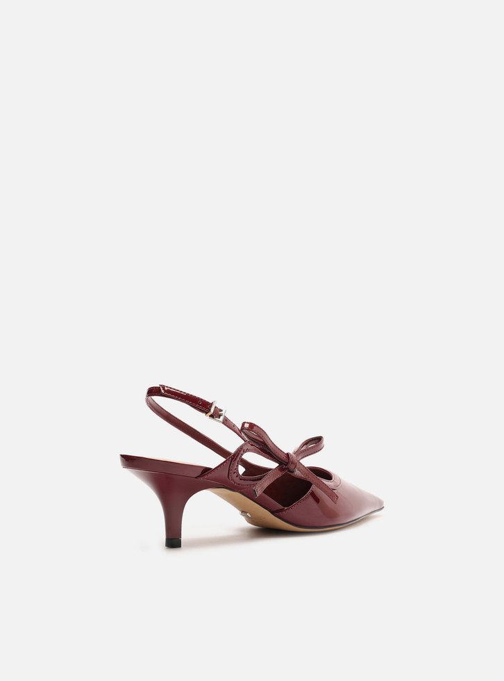 Scarpin Vermelho Salto Fino Slingback Laço