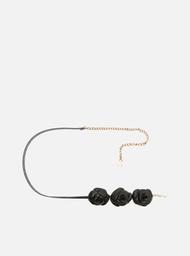 Cinto Preto Arezzo Couro Fino Flores
