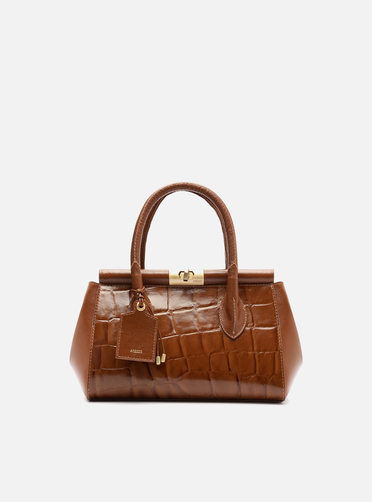 Bolsa Tote Marrom Couro Maxi Croco Média | ZZ MALL