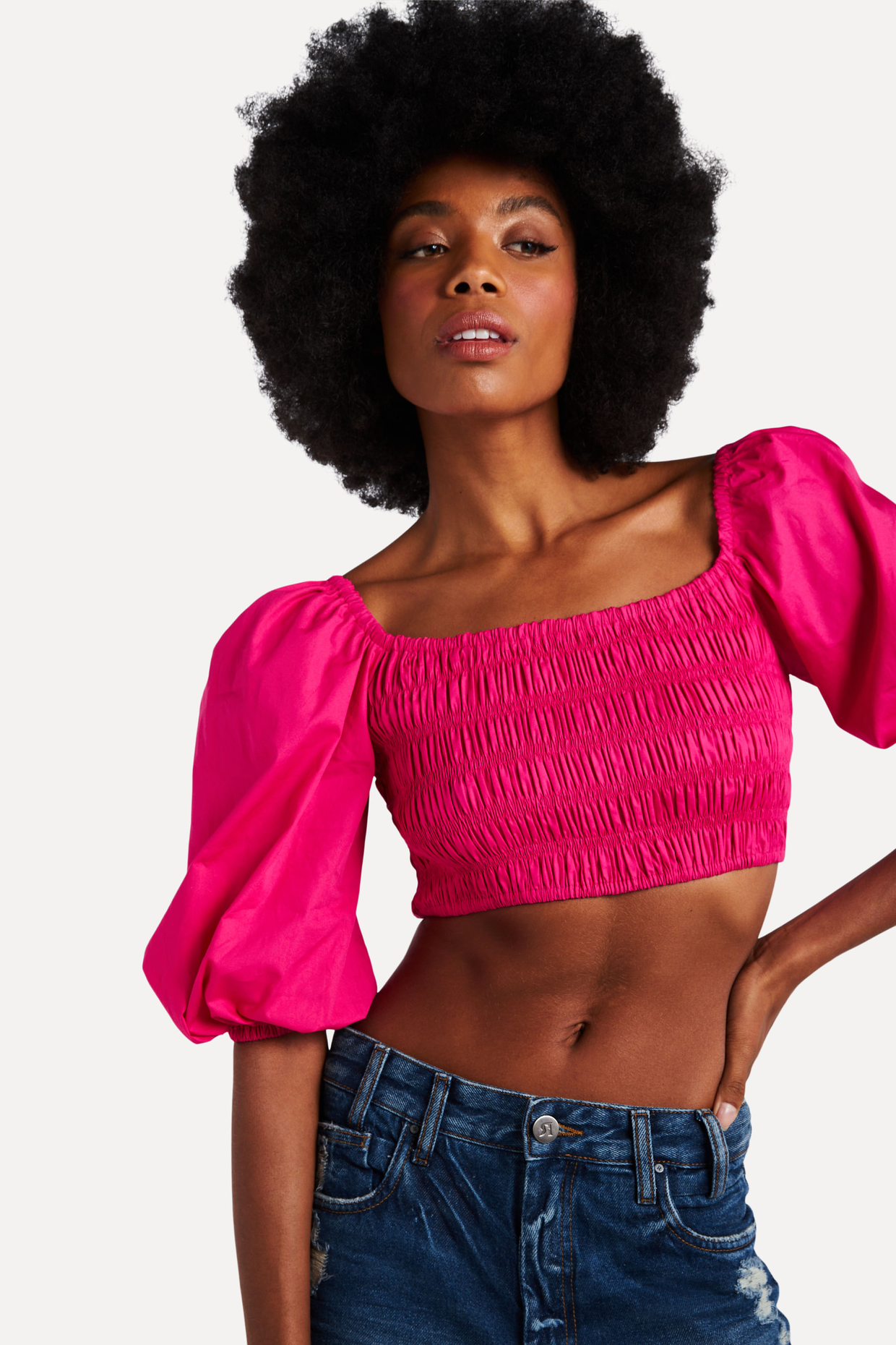 Top Rosa Reversa Manga Bufante | ZZ MALL