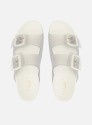 Chinelo Slide Cristal Branco Fivelas Brizza