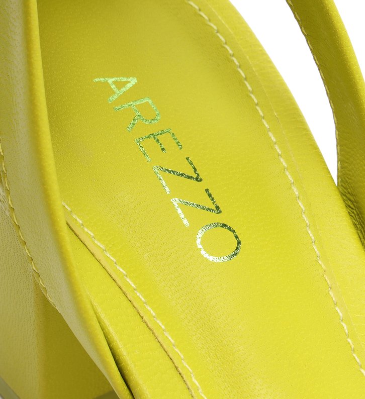 SANDÁLIA VERDE AREZZO COURO SALTO BLOCO LACE UP