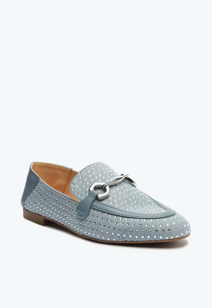 Mocassim Azul Jeans Arezzo Strass Bridão