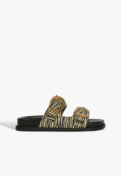 Sandália Papete Slide Animal Print Schutz Camurça Zebra