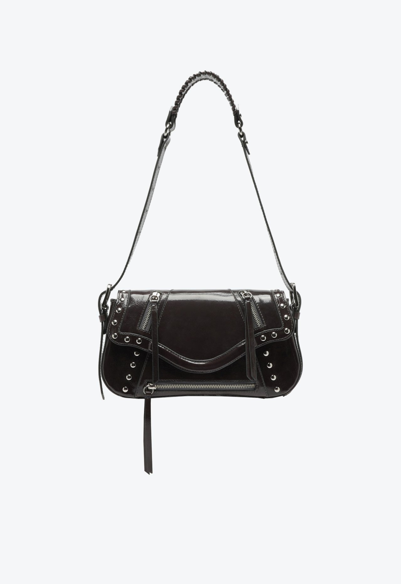 Bolsa Cinza Schutz Shoulder Groove Couro | ZZ MALL