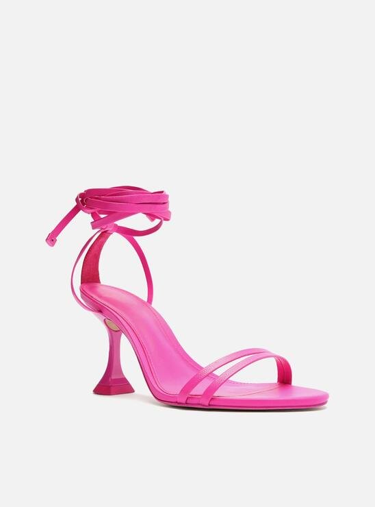 SANDÁLIA ROSA AREZZO SALTO MÉDIO TAÇA LACE UP