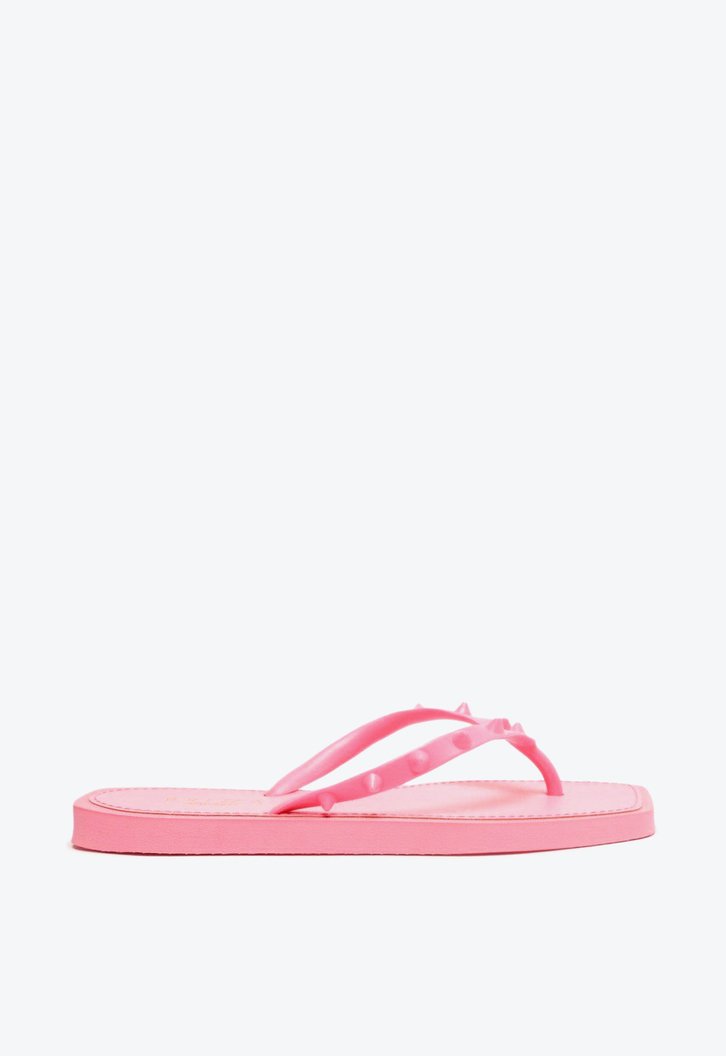 Chinelo De Dedo Rosa Brizza Bico Quadrado Rock