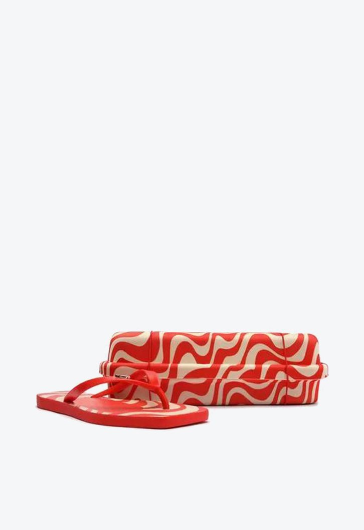 Chinelo De Dedo Vermelho Estampado Brizza Square E Bag