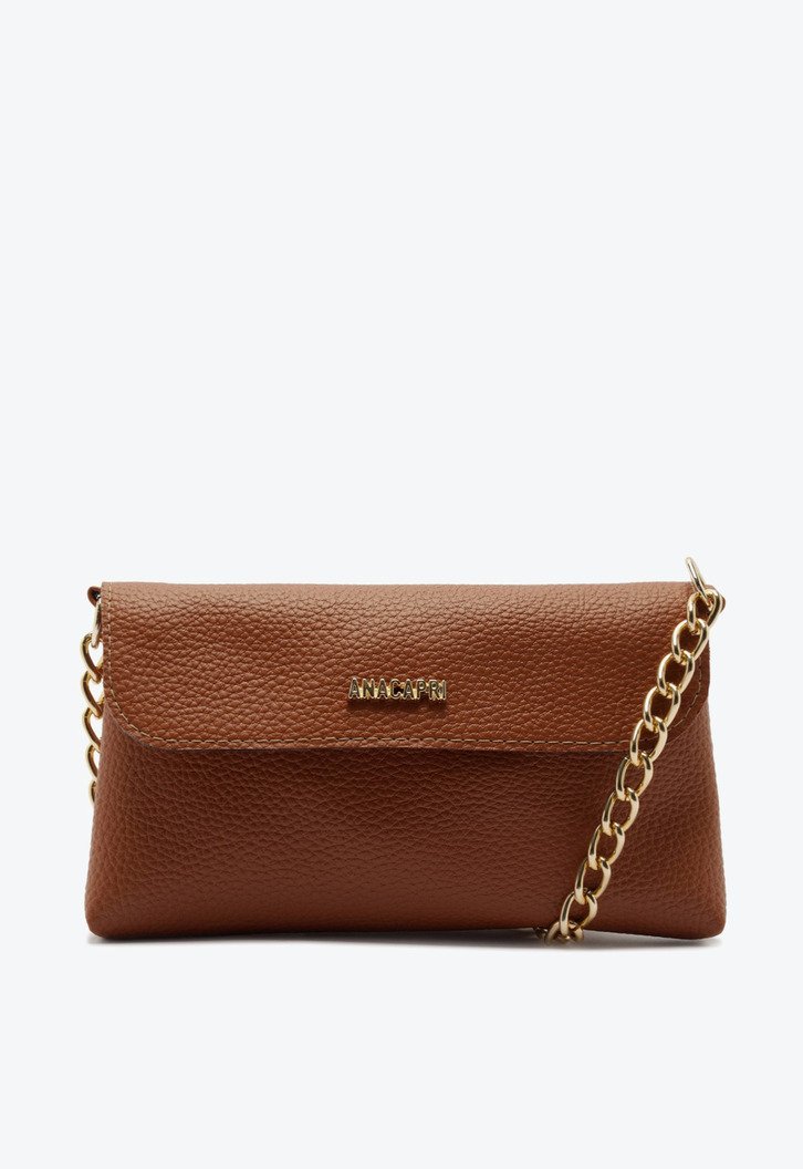 Bolsa Tiracolo Pequena Marrom Alça Corrente