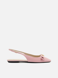 Sapatilha Rosa Arezzo Couro Slingback Laço Medalha