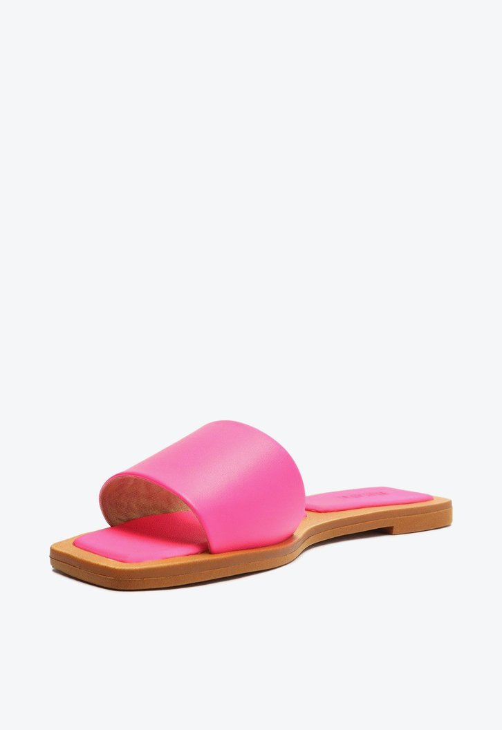 Rasteira Rosa Neon Anacapri Bico Quadrado Tira Única