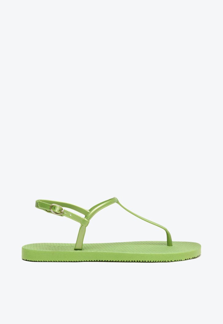 Sandália Rasteira Verde Metalizada Brizza Slim