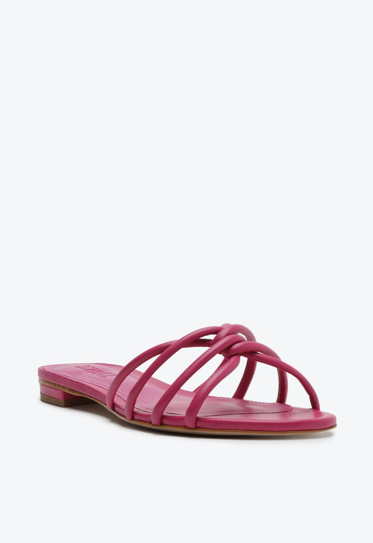 Sandália Rasteira Couro Rosa