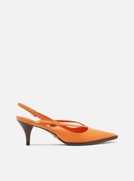 Scarpin Laranja Arezzo Salto Baixo Tiras