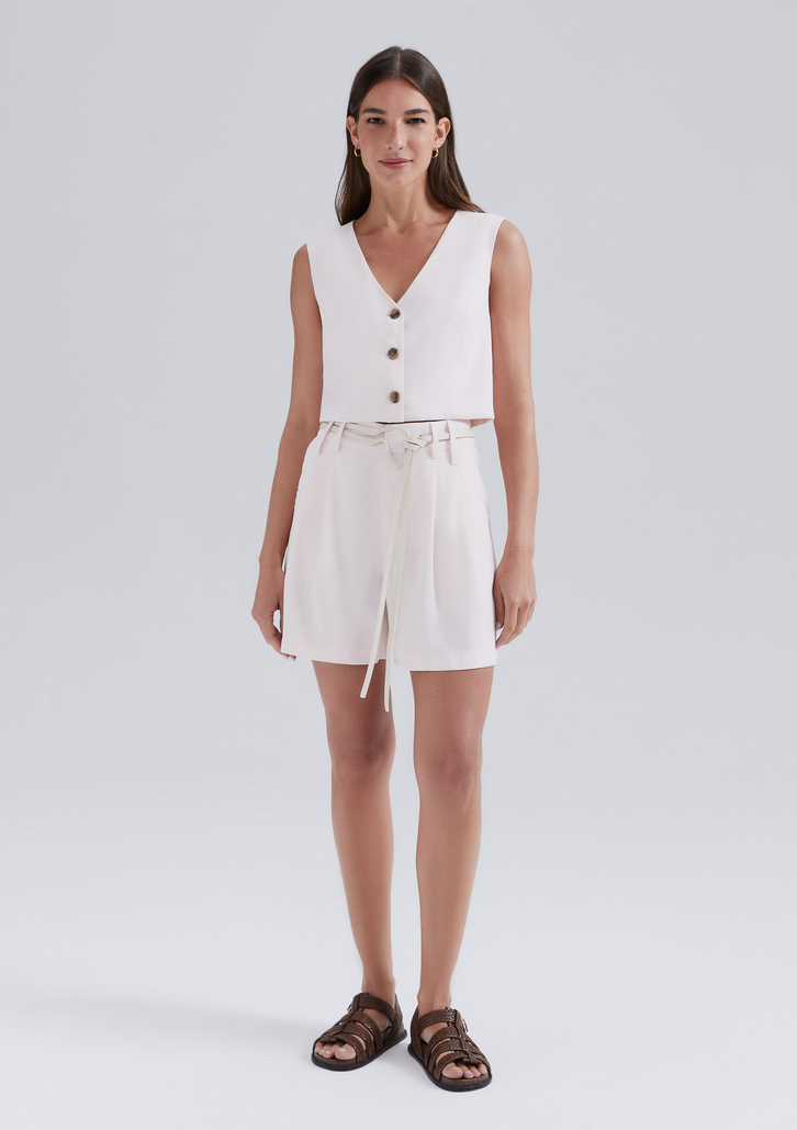 Colete Bege Hering Cropped Em Viscose