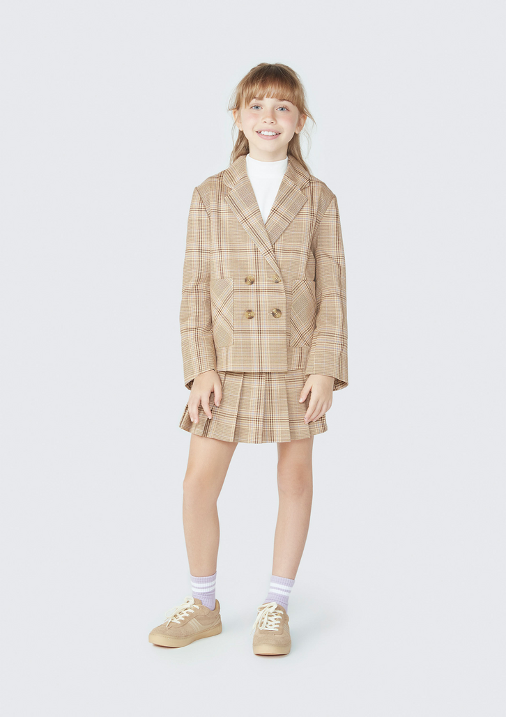 Blazer Infantil Bege Hering Menina Em Xadrez