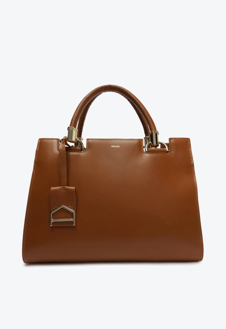Bolsa Tote Marrom Arezzo Couro Abraccio Grande