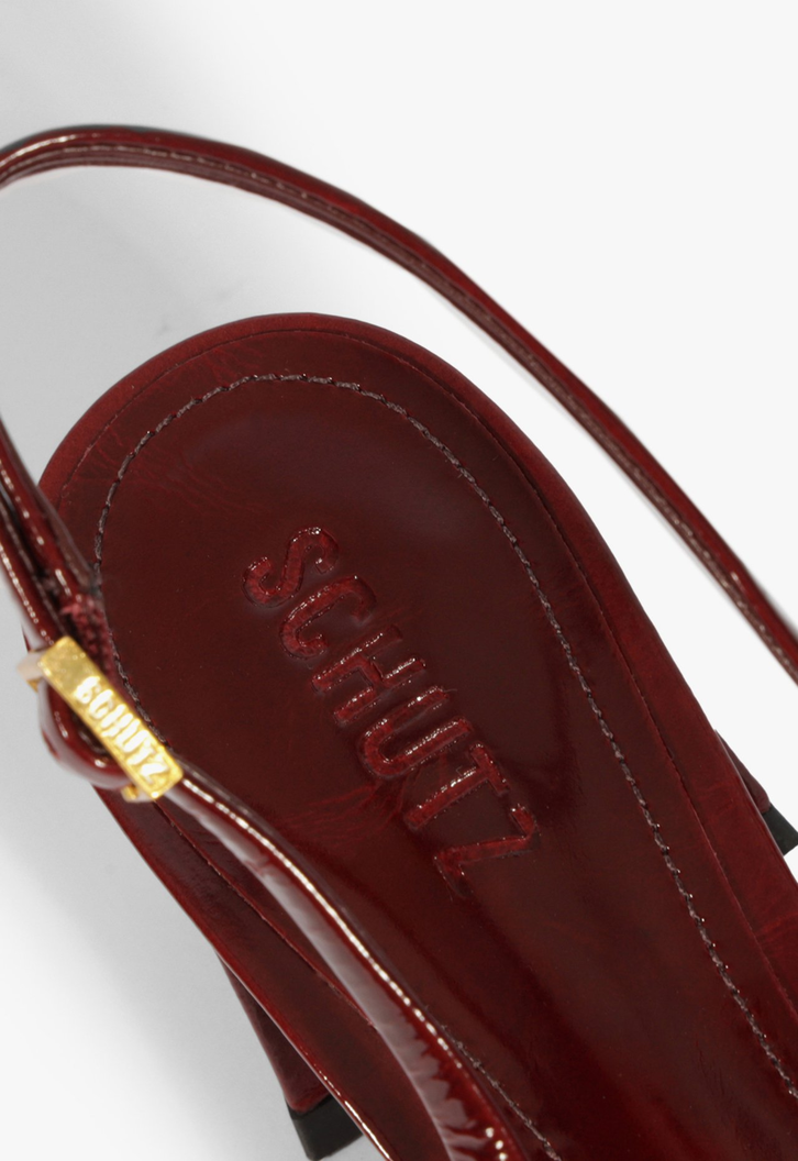 Scarpin Slingback Rhonda Mid Couro Vermelho