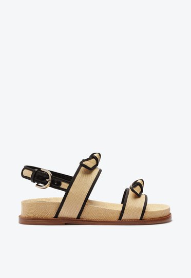 Grosgrain Raffia Sport Sandal 35 Natural/Black