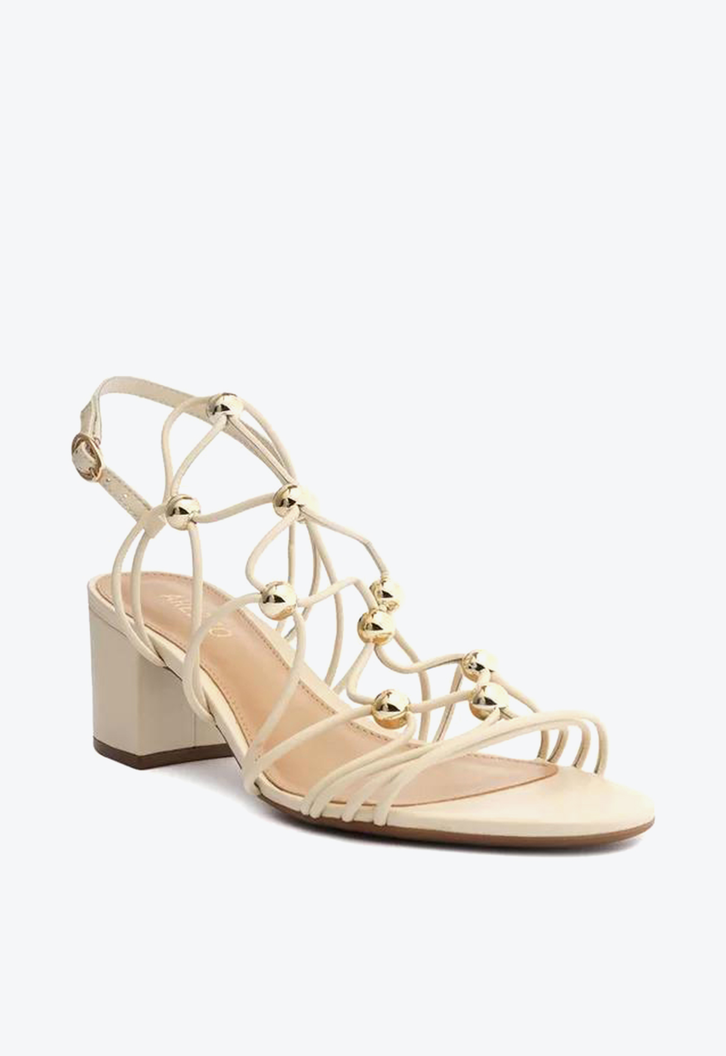 Sandália Off-White Arezzo Bloco Tiras Esferas