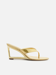 Tamanco Dourada Arezzo Salto Geométrico Flip Flop