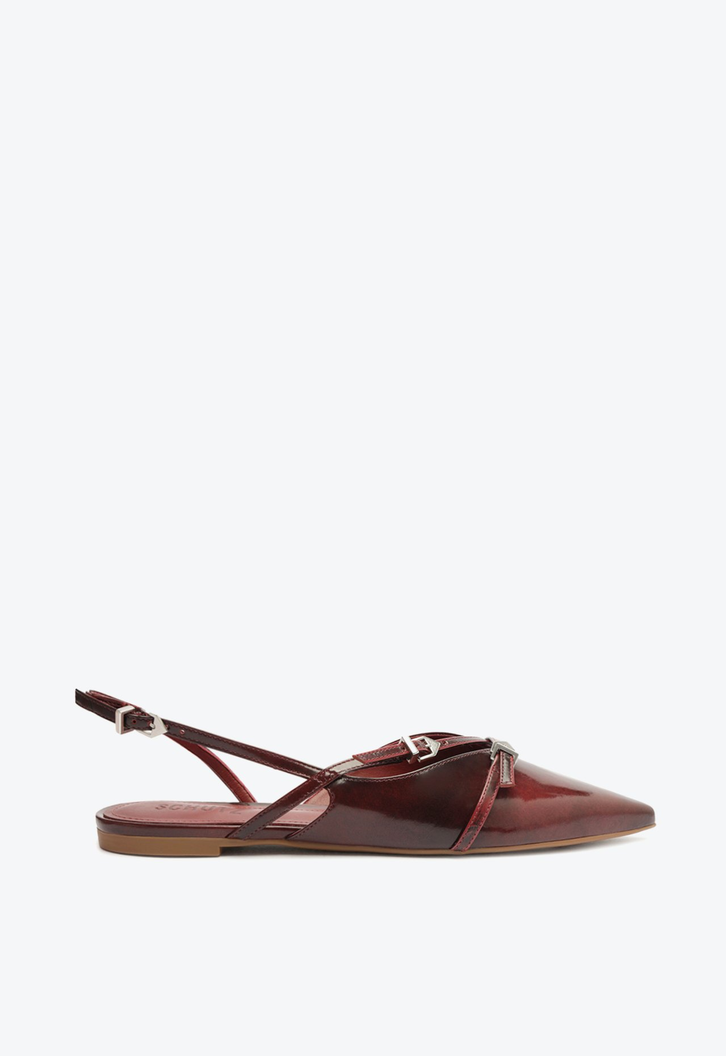 Sapato Mule Slingback Vinho