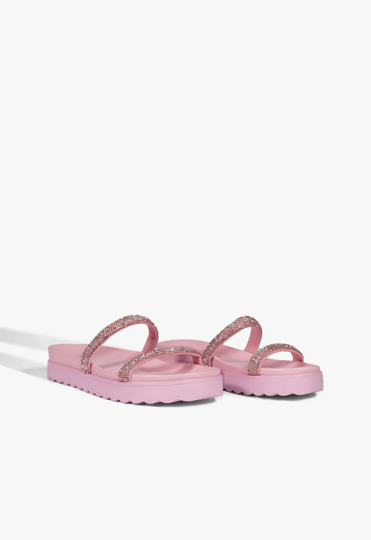 Sandália Papete Brilho Rosa