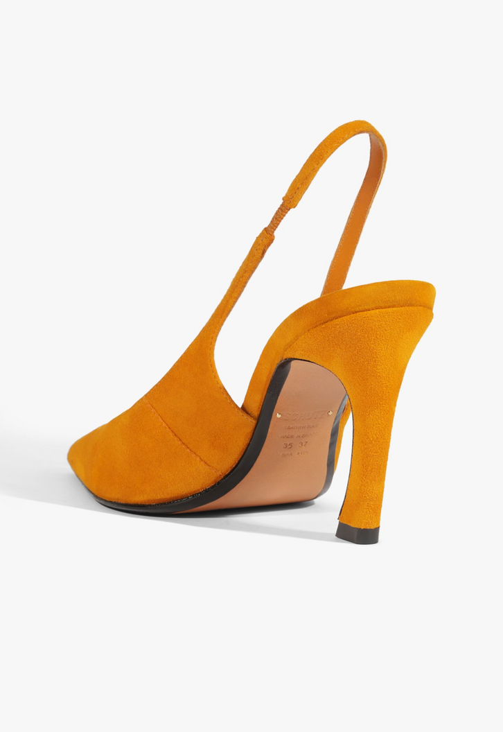 Scarpin Slingback Lexi Camurça Amarelo Mostarda
