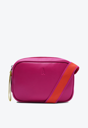Bolsa Tiracolo Rosa Anacapri Pequena Alça Gorgurão Bicolor
